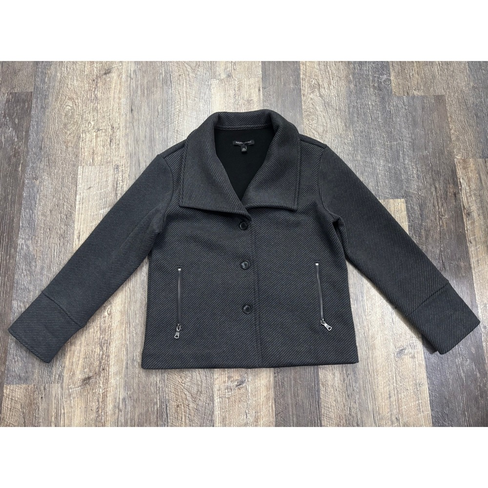 Banana Republic Womens‎ XS Gray Textured Knit Button Front Jacket Zip Pockets